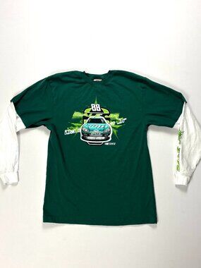 Dale Earnhardt Jr. Youth Long Sleeve Shirt Green White Sz XL Nascar 88